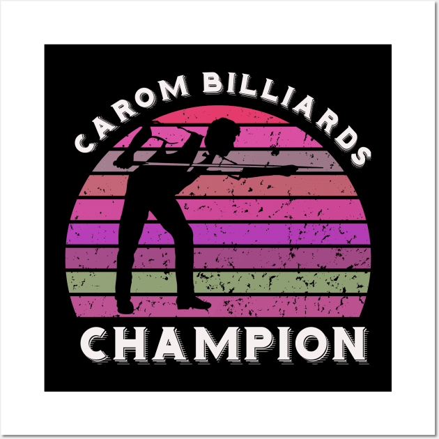 Carom billiards champion - retro sunset Wall Art by BB Funny Store